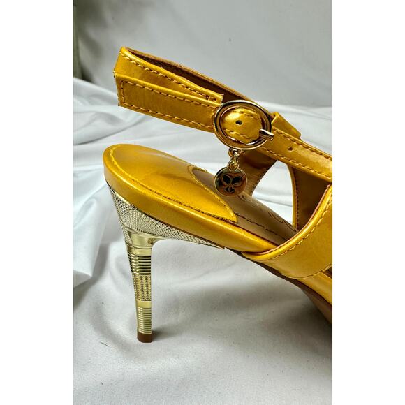 J. Reneé Sirmati Slingback Pointed Toe Pump Marigold Yellow Patent 8.5 - Picture 11 of 16